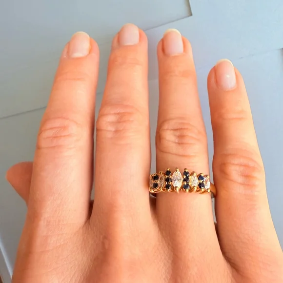 Harlequin Spinel & Cubic Zirconia 925 Sterling Silver 18K Vermeil Cocktail Ring